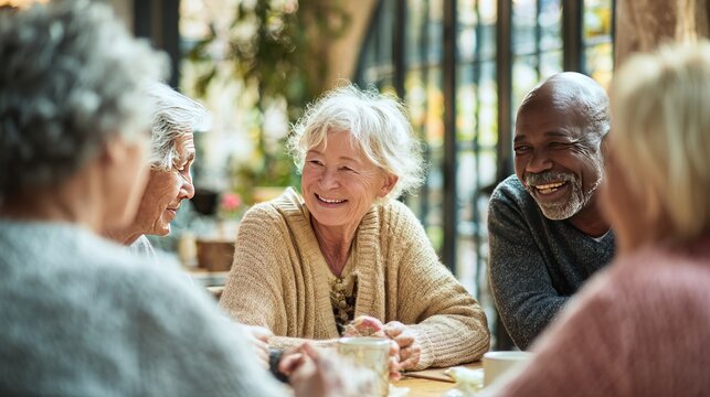 Group of seniors laughing and talking