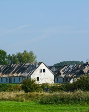 Abandoned houses with damaged roofs in grabow, germany