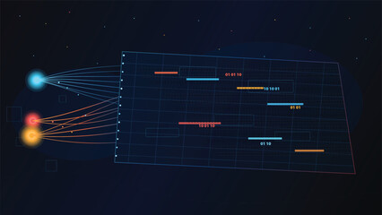 Fototapeta premium Abstract Digital Grid Visualizing Complex Data Flow and Algorithmic Operations