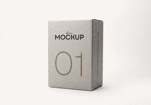 Vertical Cardboard Box Packaging Mockup with Editable Background and Realistic Texture