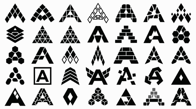 Geometric Logo Variations. Geometric shapes. Icon set. Set Logo of geometric shapes: tessellated right-triangle pattern. harmonious logo variations of the same