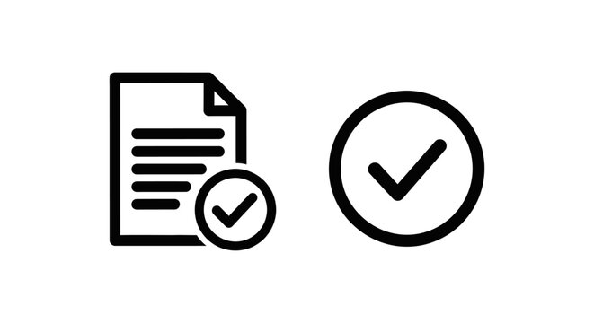 Business executed agreement and status verification icons representing successfully signed legal contracts approved documents and finalized project completion checklists with executed, agreement