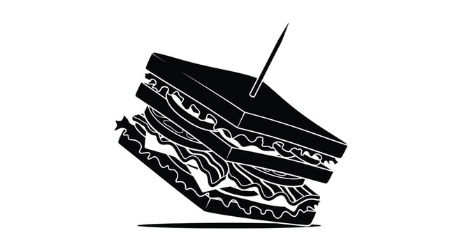 Sandwich with toothpick on white background for food illustration purposes