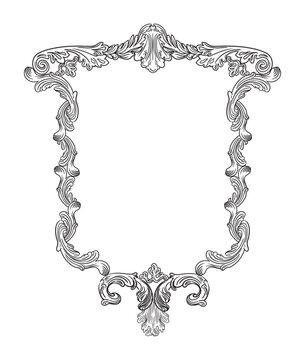 Engraving ornate antique baroque retro frame vector illustration