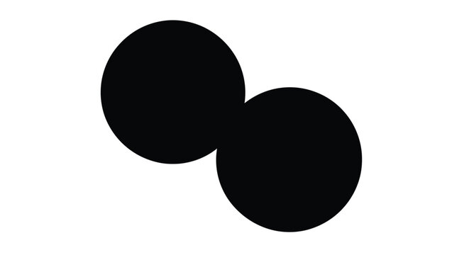 Two overlapping black circles presented as a silhouette on transparent background