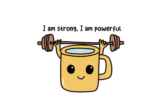 Strong Coffee Cup Weightlifting Motivation Sublimation Design