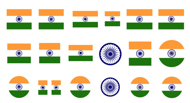 Indian flag icons and symbols.