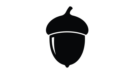 Simple black silhouette of an acorn with a distinct cap and nut © Tm Studio
