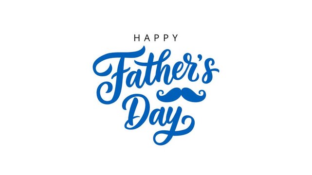 Isolated calligraphy of Happy Father's Day text in blue animated for Father's Day celebration