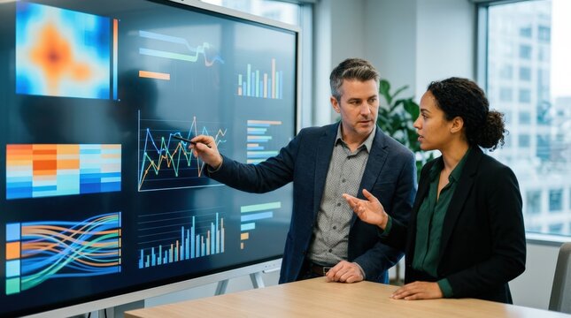 Fleet manager reviewing usagebased pricing charts with agent focusing on cost optimization and risk management through telematics data visualization