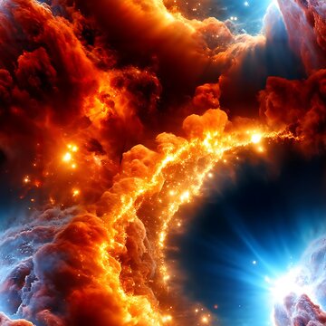 Cosmic Nebula Fire and Light Seamless Pattern