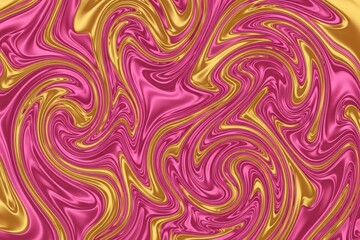 Fototapeta premium Vibrant swirling liquid art in metallic pink and gold creates a luxurious, abstract background.