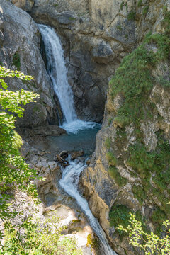 Small waterfall in the Galitzenklamm gorge near Lienz, East Tyrol, Austria