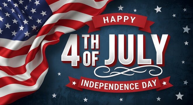 Festive 4th of july independence day greeting with american flag background