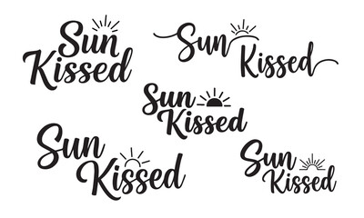Sun kissed text phrases collection: summer vibe greetings with typography © Md Hajrat