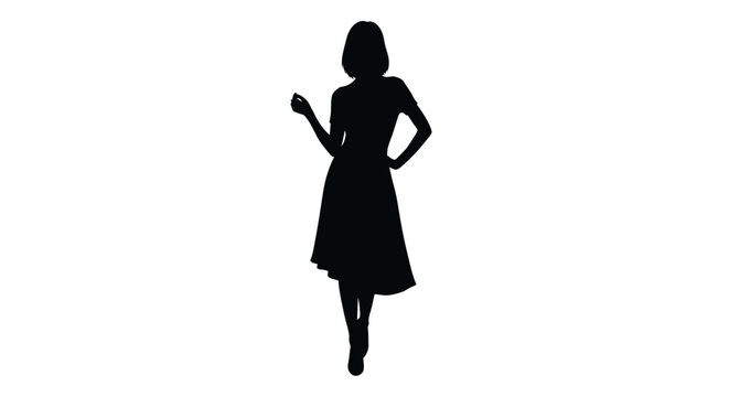 A fashionable woman posing in a full length black silhouette