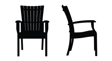 Fototapeta premium Two outdoor chairs displayed in a stark black silhouette