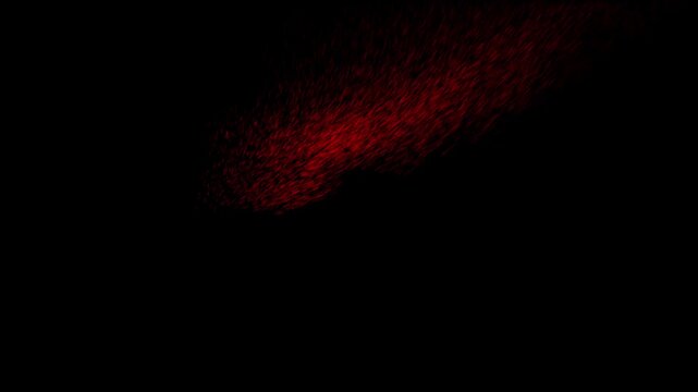 Red Media Text Animation with Particle Sand Dissolve Effect: Neon Typography Disintegrating into Wind Dust on Black Background for Social Media, Digital Marketing, Broadcast, and News Video Intro