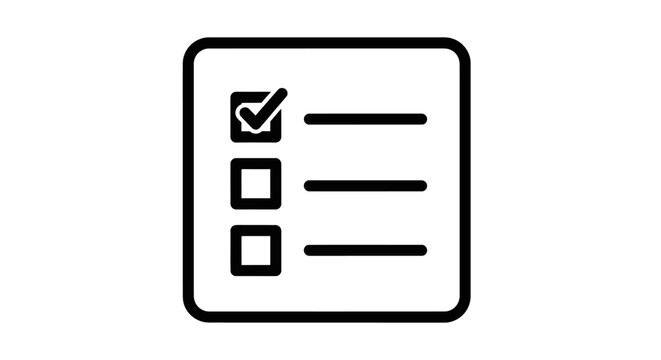 Checklist icon simple black and white design for tasks and planning