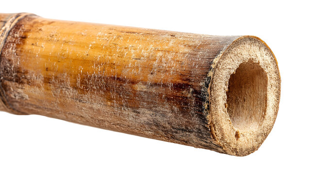 Bamboo stem section with texture isolated on white background