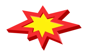 Retro explosion sign with comic 3D look, for sale sticker © swillklitch