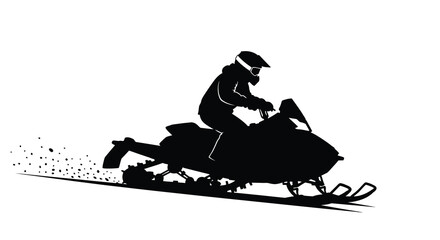 Silhouette of a snowmobiler in motion against a white background © Momtaj