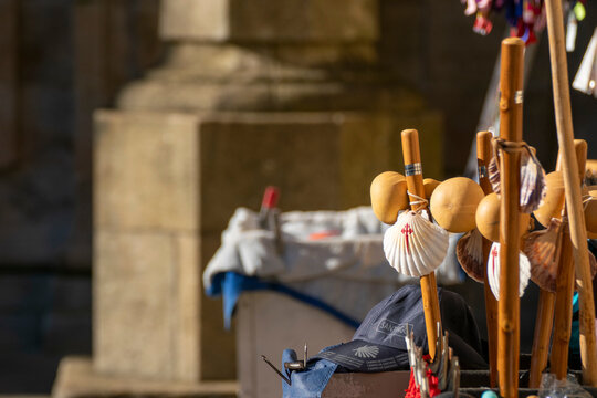 Traditional gear for pilgrims visiting the Cathedral of Santiago