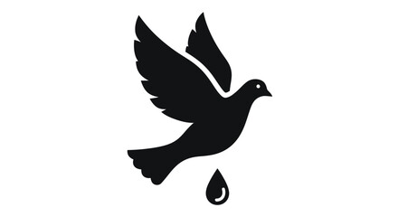 Fototapeta premium A silhouette of a dove in flight with a single water droplet below