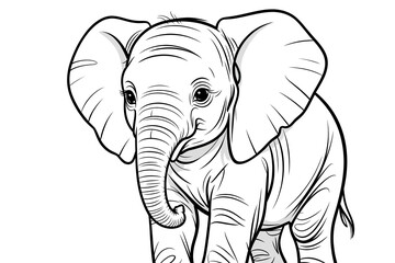 Obraz premium Cute elephant sketch with realistic proportions and artistic line art style