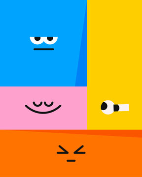 Minimalist Geometric Faces Composition