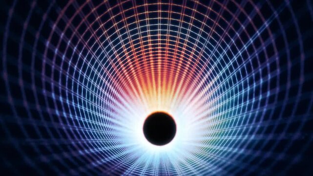 Abstract colorful background rotating, tunnel animation with grain effect