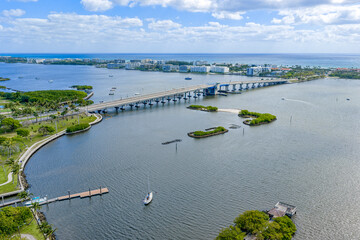 aerial view of Lake Avenue bridge crossing Intracoastal in Lake Worth Florida © Bruce