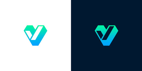 Modern Letter V Logo Design with Gradient Colors and Abstract Geometric Shapes © anello