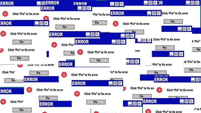  old pc error message glitch aesthetic background 4k video,fake windows error spam glitch overlay background,digital system failure error popup chaos animation.