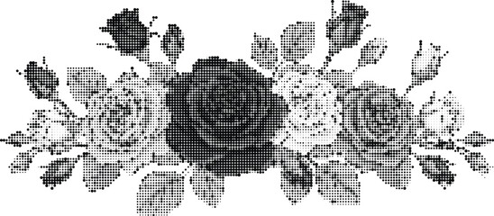 Fototapeta premium Elegant floral border design vector art with halftone effect on transparent background, perfect for decorative elements.