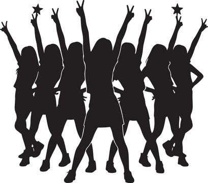 Female Dancers Performing Synchronized Stage Routine Vector