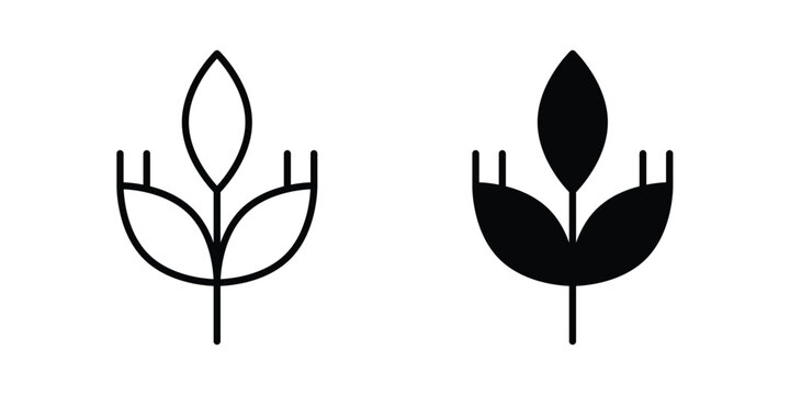 High fiber food icon and symbol. Vector icons set