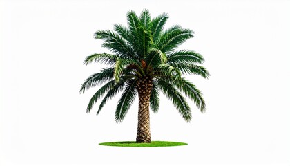 Obraz premium Vibrant Green Phoenix Palm Tree Isolated on White Background Representing Tropical Vegetation Landscaping and Exotic Nature