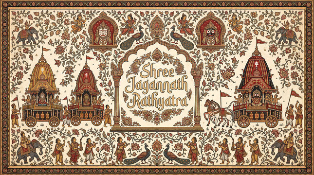 A grand chariot festival in Odisha celebrating Lord Jagannath&rsquo;s journey, symbolizing devotion, unity, and divine connection through majestic rath processions.