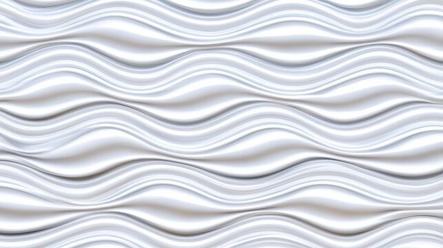 White abstract seamless pattern featuring undulating 3d waves creating a fluid texture, modern design for backgrounds, banners, and decorative elements, representing flow and motion