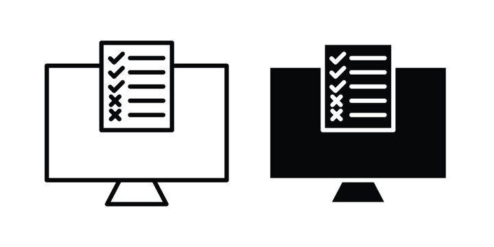 Online exam test icon and symbol. Vector icons set