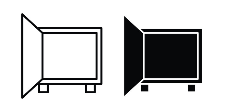 Open safe icon and symbol. Vector icons set