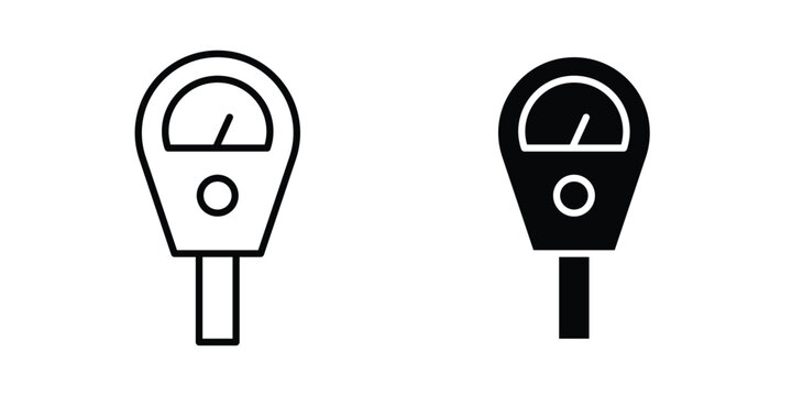 Parking meter icon and symbol. Vector icons set