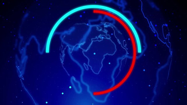 world breaking news digital earth hud rotating globe rotating