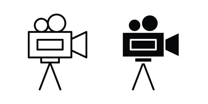 TV camera icon and symbol. Vector icons set
