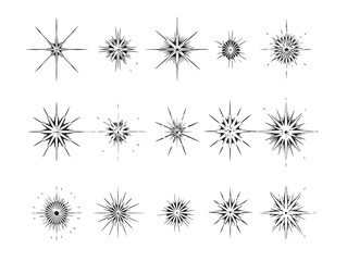 Obraz premium Collection of stylized geometric patterns resembling interconnected star-like shapes Vector