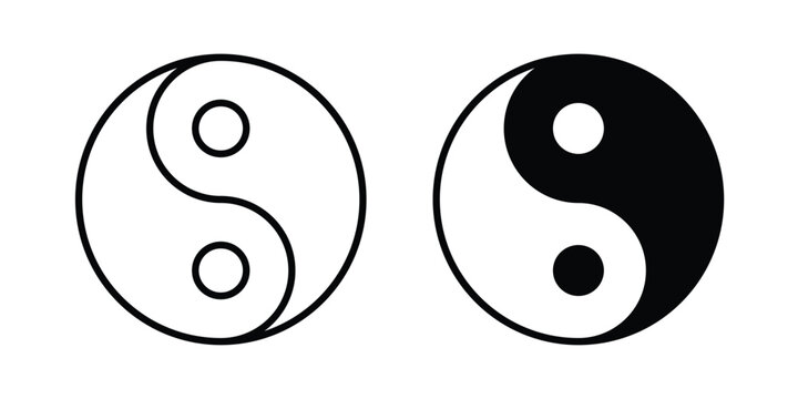 Yin yang icon and symbol. Vector icons set