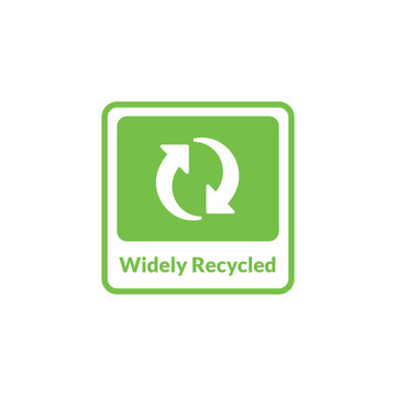 Green recycling symbol with arrows on a widely recycled logo