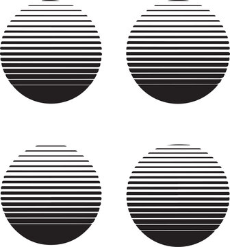 Minimalist Retro 80s Synthwave Sun Stripe Vector Icons
