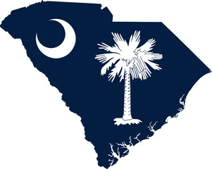 South Carolina State Flag Map United States State Outline Isolated  © Griffin9678